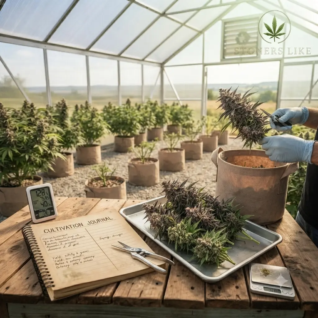 Cannabis seedling growing from a peat pellet
